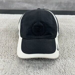 NIKE CADILLAC STRAP BACK GOLF HAT OSFA TWO TONE BLACK WHITE EMBROIDERED GOLFING